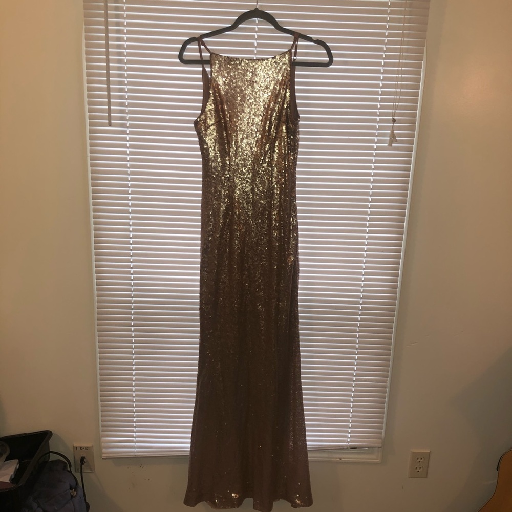 Lulus Champagne Sequin Formal Dress